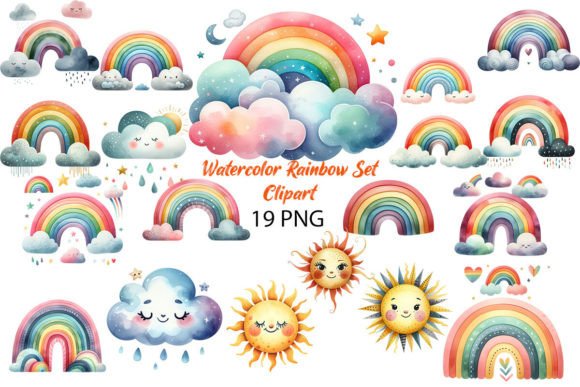 Download Watercolor Rainbow Set Clipart - Premium Resources