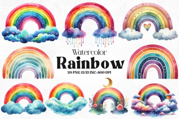 Download Watercolor Rainbow Clipart - Rainbow Collection