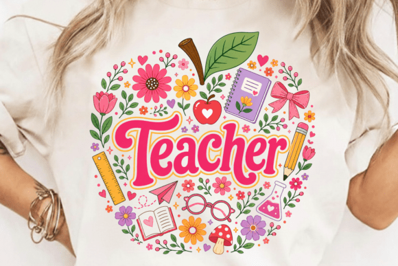 Download Retro Floral Teacher PNG Sublimation - Sublimation Collection
